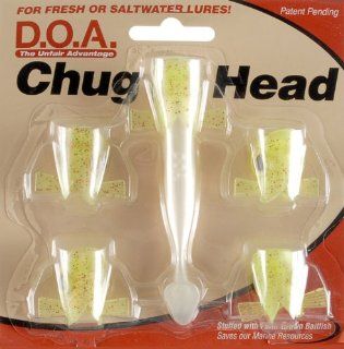 D.O.A. Chug Head 5per pack Chartreuse/ Red Glitter #CH5 332  Fishing Soft Plastic Lures  Sports & Outdoors