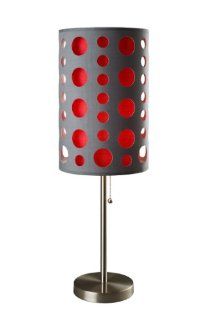 Ore International 9300T GY RD Modern Retro Table Lamp, 33 Inch, Grey/Red    