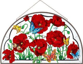 Joan Baker Designs APM322 Poppy Garden Glass Art Panel, 21 1/2 by 13 3/4 Inch   Stained Glass Window Panels