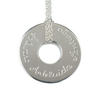 personalised silver large donut necklace by sibylle jewels