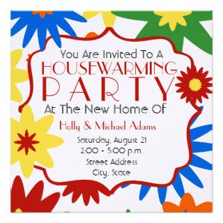 Bright Flowers Housewarming Party Invitation