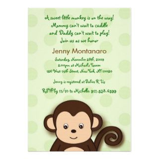 Baby Monkey Dots Custom Baby Shower Invitations