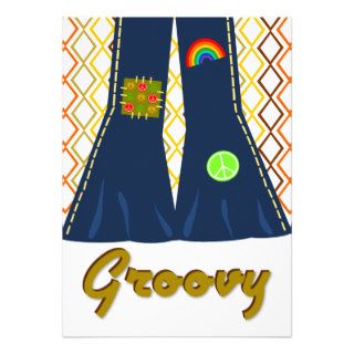 Groovy Bell Bottom 70's Theme Party Personalized Invites