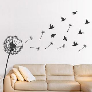 dandelion and birds wall sticker by oakdene designs