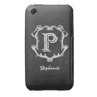 Chalkboard Typography Monogrammed Initial P iPhone 3 Case Mate Cases