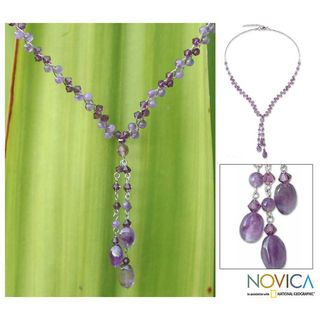 Amethyst and Crystal 'Lilac Ice' Choker (Thailand) Novica Necklaces