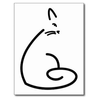 Artistic Swirly Cat Silhouette Postcard