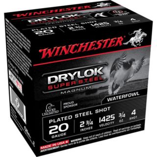 Winchester Drylok Super Steel Shotshells 20 ga. 2 3/4 3/4 oz. #4 414808