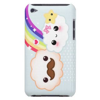 Kawaii clouds with rainbow and stars on blue iPod touch Case Mate case