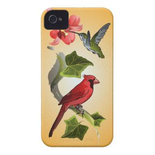 Cardinal and Hummingbird with Pink Lily and Ivy iPhone 4 Cases