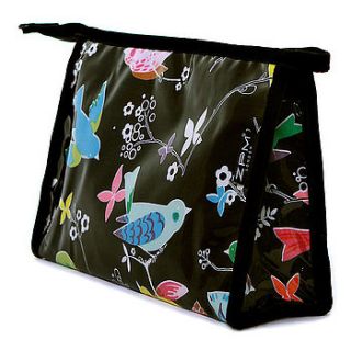 song birds black traditional washbag by zpm