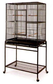 Large Wrought Iron Flight Canary Parakeet Cockatiel Lovebird Finch Cage With Removable Stand #15 Black Bird Cage, 32 Inch by 19 Inch by 64 Inch  Parrot Cages 