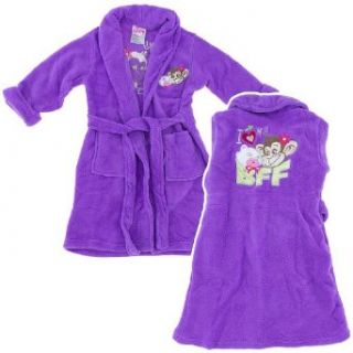Sweet n Sassy Purple Kitty and Monkey BFF Plush Bathrobe for Toddlers and Girls XL/14 16 Clothing