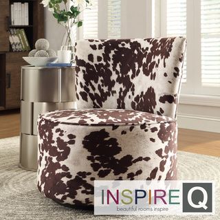 INSPIRE Q Damen Cow Hide Print Modern Round Swivel Chair INSPIRE Q Chairs