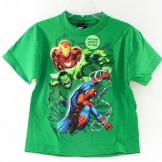 Marvel All Super Heroes Boys Green Juvy T Shirt OUT THE DOOR (Size M  5 6) Clothing