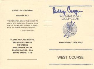 Billy Casper Autographed Winged Foot Golf Club Scorecard   1959 U.S. Open Champion at 's Sports Collectibles Store