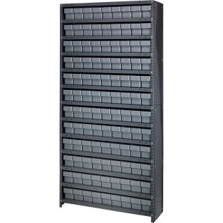 Quantum Storage Closed Shelving System With Super Tuff Drawers — 12in. x 36in. x 75in. Rack Size, Gray Bins, Model# CL1275-501 G  Single Side Bin Units