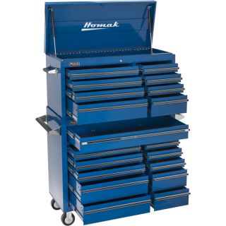 Homak Pro Series 41in. 11-Drawer Rolling Tool Cabinet — Blue, 42in.W x 18 1/8in.D x 38 3/4in.H, Model# BL04011410  Tool Chests
