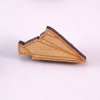 paper plane wooden brooch by vivid please