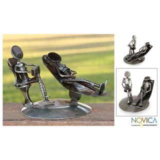 Iron 'Rustic Psychotherapist' Statuette (Mexico) Novica Statues & Sculptures