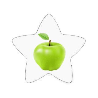 vector green apple star sticker