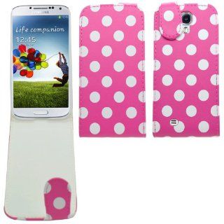 SAMRICK   Samsung i9500 Galaxy S4 IV & i9505 Galaxy S4 IV & SGH i337 & i9505G Galaxy S4 Google Play Edition   Polka Dots Specially Designed Leather Flip Case   Pink White Cell Phones & Accessories