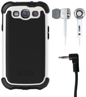 Ballistic 815825012622 SG Maxx Case with Coby Earphones and 3.5mm to 3.5mm Audio Dubbing Cable for Galaxy S III   1 Pack   Retail Packaging   White/Black Cell Phones & Accessories