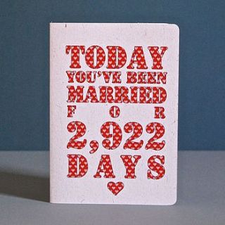 personalised days of marriage card by ruby wren designs