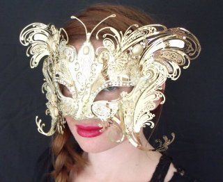 Bellini Gatti/Gold Two Wing Butterfly Venetian Halloween Mask/swarovski Crystals   Decorative Masks