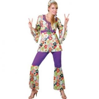 Wicked Costumes 1960s Groovy Hippie Hippy Chick Fancy Dress Costume M Clothing