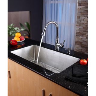 Kraus 32 Undermount Single Bowl Kitchen Sink with 14.9 Faucet and