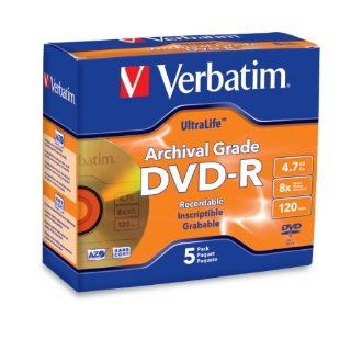 Verbatim UltraLife 4.7 GB 8x Gold Archival Grade DVD R, 5 Disc Jewel Case 96320 Electronics