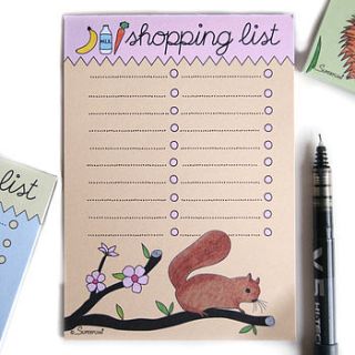 squirrel magnetic shopping list pad by superfumi