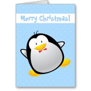 Cute Merry Christmas Cartoon Penguin Cards