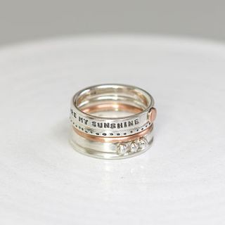 personalised stacking rings with rose gold by notes