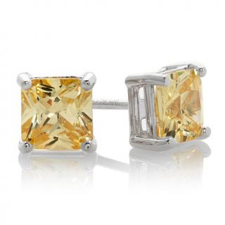 Absolute™ 2ct Canary Princess Cut 4 Prong Stud Earrings