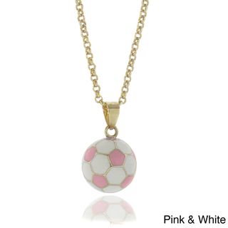 Molly and Emma 18k Gold Overlay Children's Enamel Soccer Ball Necklace Molly and Emma Children's Necklaces