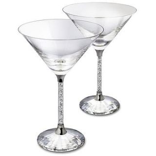 pair of diamante filled stem martini cocktail glasses by diamond affair