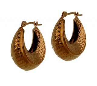 Chocolate Gold Diamond Cut Hoop Earrings 14K Gold —