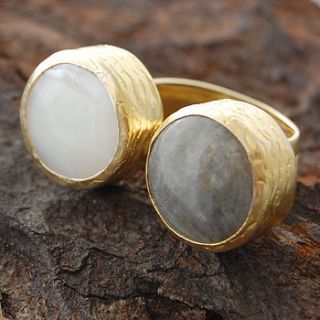 pearl and labradorite cocktail ring by embers semi precious and gemstone designs