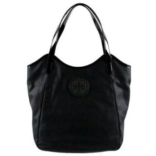Tory Burch Dipped Canvas Stacked Logo Tote Black Shoes