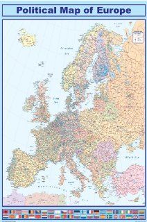 Map Of Europe With Flags European Union Educational PAPER POSTER measures 36 x 24 inches (91.5 x 61cm)   Prints