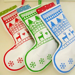 blue christmas tree geometric stocking by moonglow art