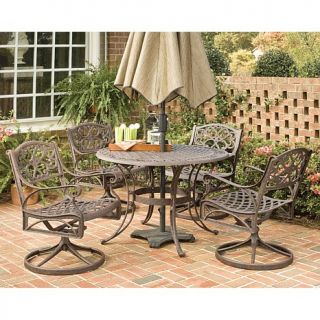 Biscayne 5 piece Outdoor Dining Set with 48" Round Table and Swivel Chairs