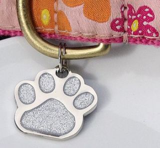 personalised glitter paw pet id tag by capture & keep