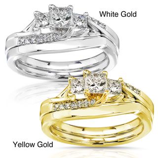 Annello 14k Gold 1/2ct TDW Princess cut Diamond Bridal Ring Set (H I, I1 I2) Annello Bridal Sets
