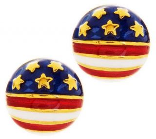 Joan Rivers Patriotic Stars & Stripes Button Earrings —