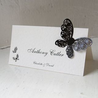 flutterby wedding place card by chandler invitations