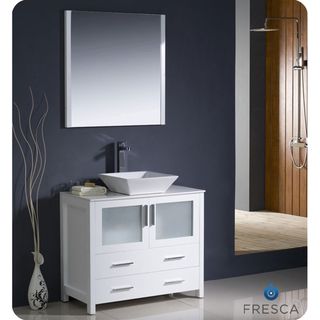 Fresca Torino 36 inch White Modern Bathroom Vanity with Vessel Sink Fresca Bath Vanities
