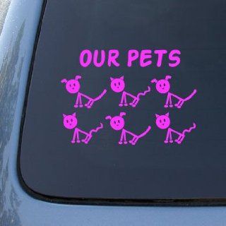 STICK PETS   Dog Cat Figures   Vinyl Decal Sticker 1649  Vinyl Color Pink Automotive